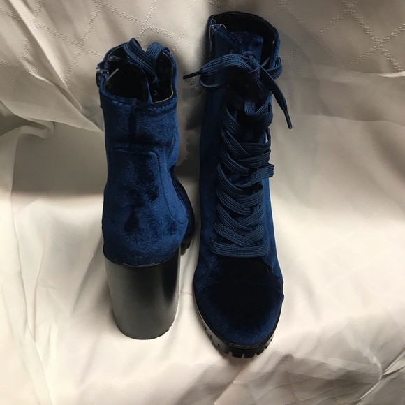 Steve Madden Blue Velvet High Heel Boots - Picture 2 of 6